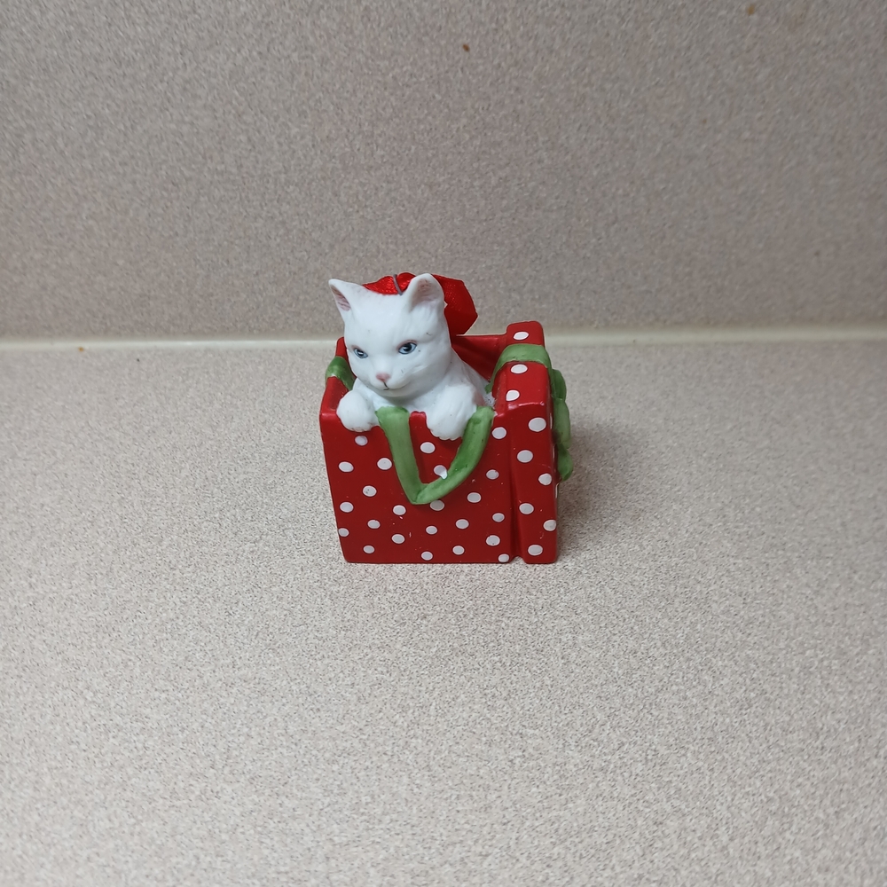 Red Polka Dot Cat Figurine